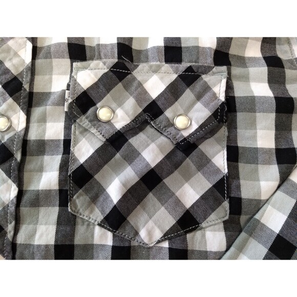 LEVIS Pearl Snap Shirt Mens XXL Plaid Buffalo Check Western Sawtooth Pockets 2XL - Picture 5 of 16